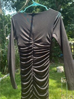 Black Ruched Long Sleeve Bodycon Dress